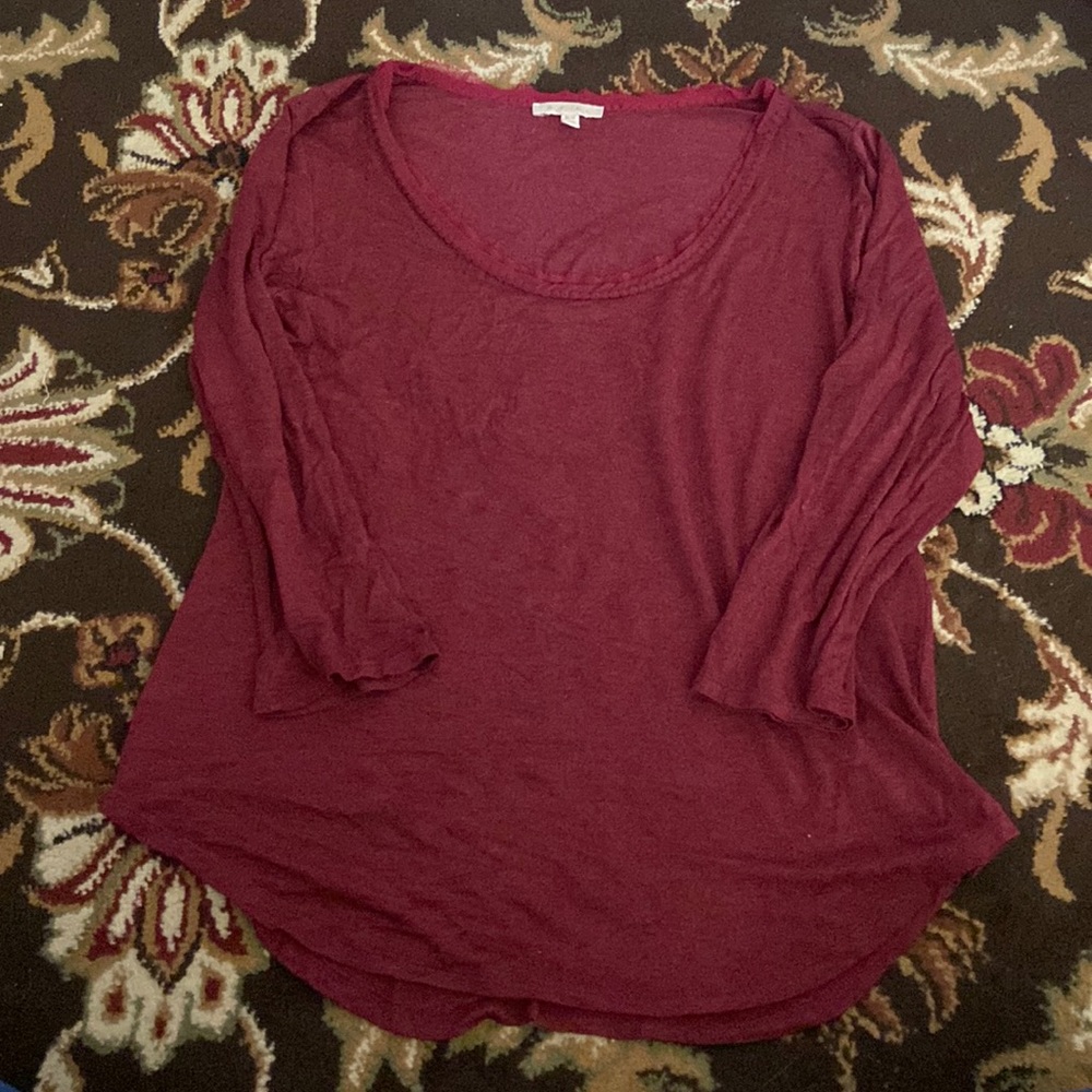 Bordeaux maroon top from Anthropologie